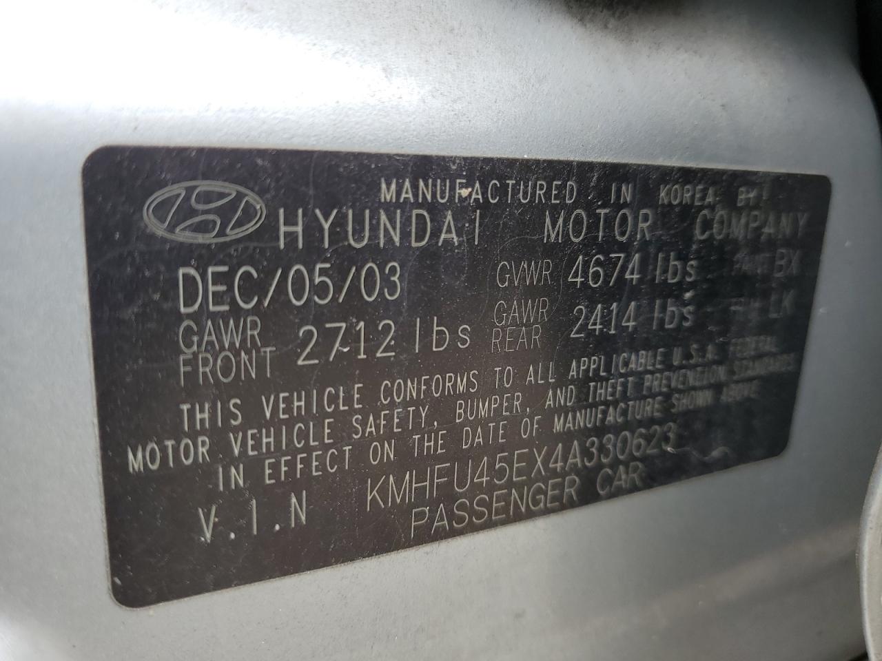 KMHFU45EX4A330623 2004 Hyundai Xg 350