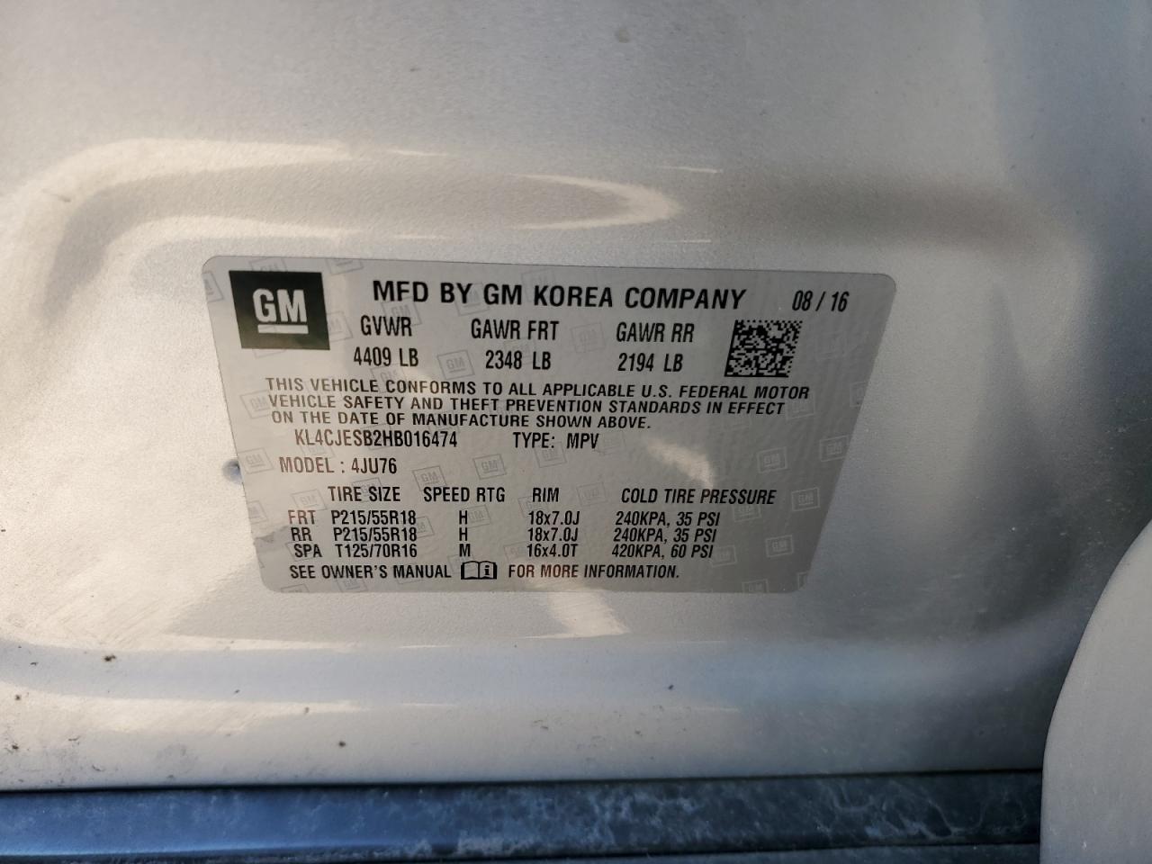 KL4CJESB2HB016474 2017 Buick Encore Preferred