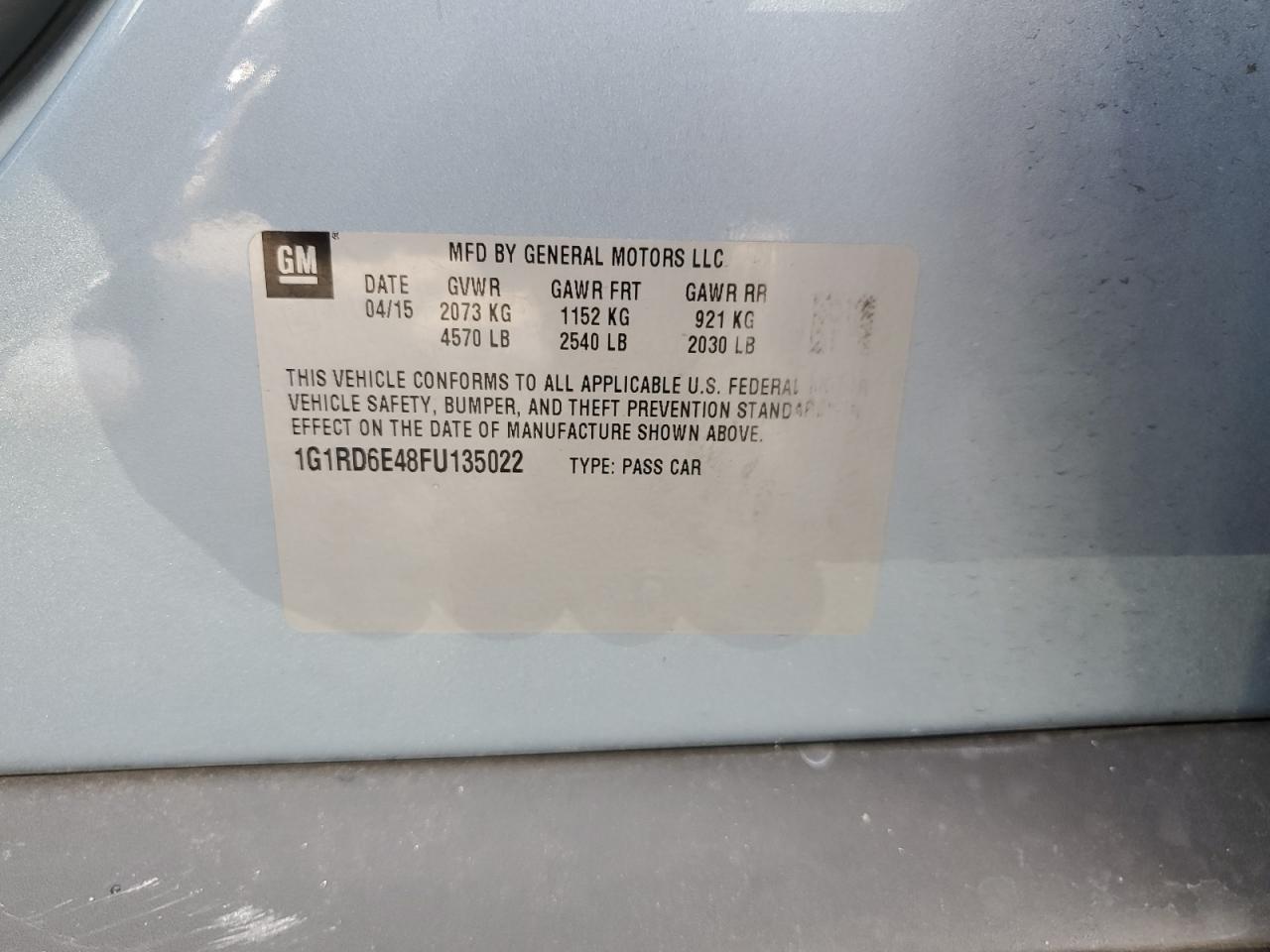 1G1RD6E48FU135022 2015 Chevrolet Volt