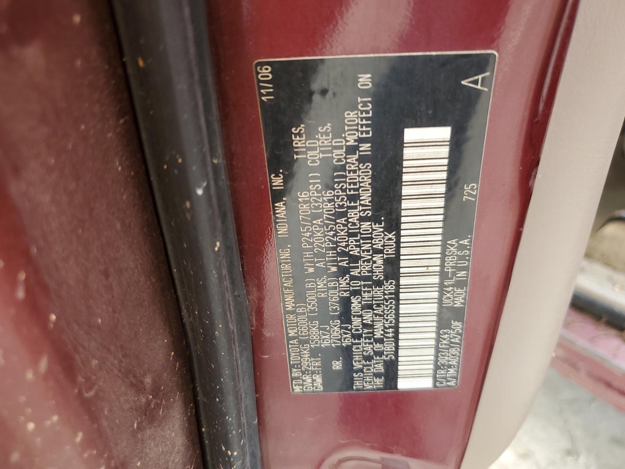 5TBDT44156S551185 2006 Toyota Tundra Double Cab Sr5