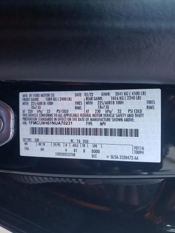 2022 Ford Escape Sel VIN: 1FMCU9H61NUA70231 Lot: 55906124