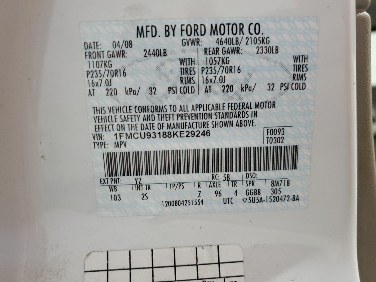 1FMCU93188KE29246 2008 Ford Escape Xlt