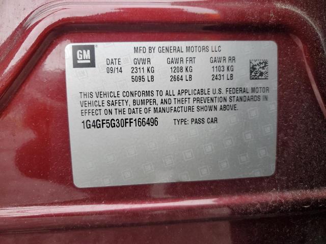 2015 Buick Lacrosse Premium VIN: 1G4GF5G30FF166496 Lot: 54580074