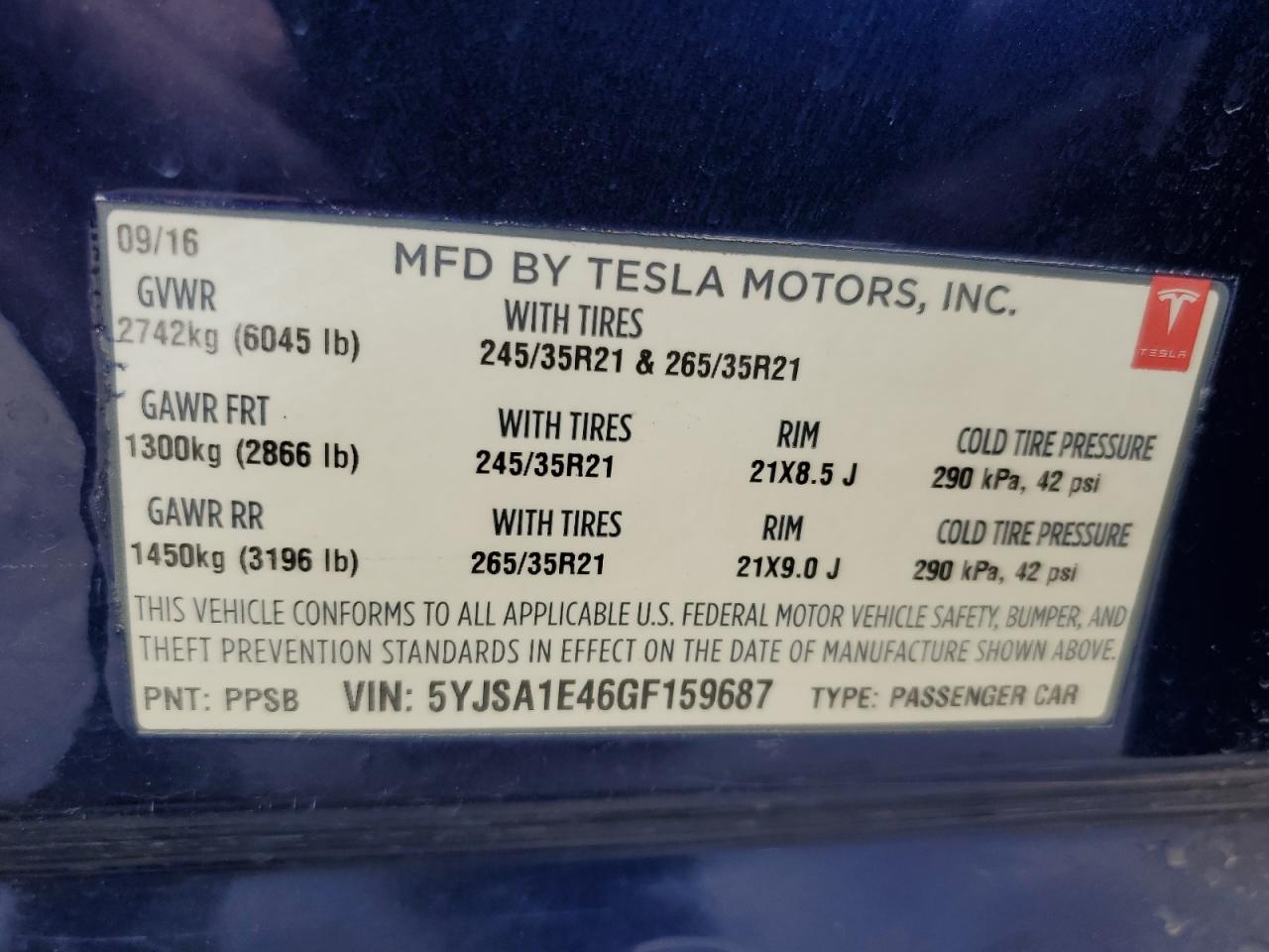 5YJSA1E46GF159687 2016 Tesla Model S