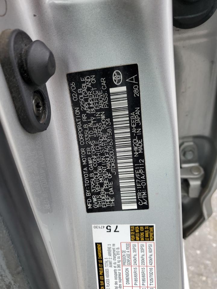 JTDKB20U763158134 2006 Toyota Prius