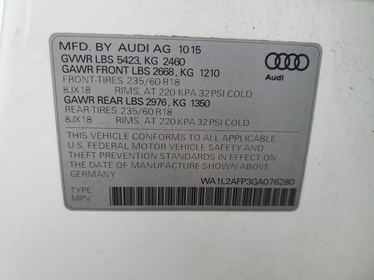 WA1L2AFP3GA076280 2016 Audi Q5 Premium Plus