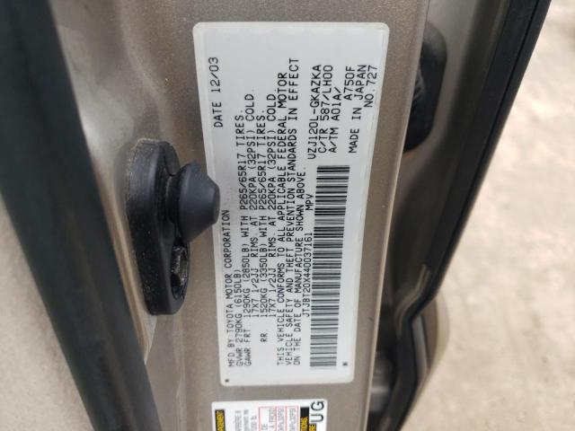 2004 Lexus Gx 470 VIN: JTJBT20X440037161 Lot: 54848234