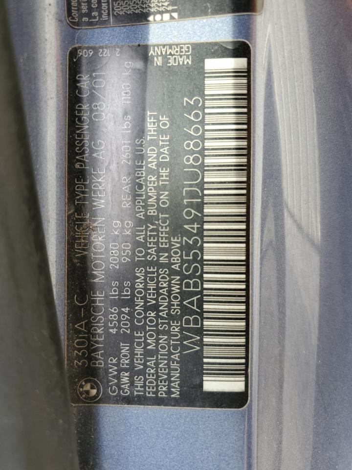WBABS53491JU88663 2001 BMW 330 Ci