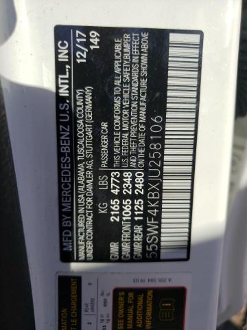 2018 Mercedes-Benz C 300 4Matic VIN: 55SWF4KBXJU258106 Lot: 57189734