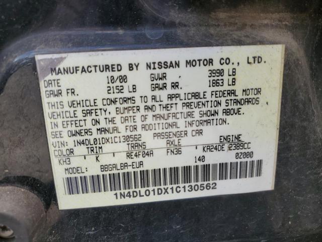 2001 Nissan Altima Xe VIN: 1N4DL01DX1C130562 Lot: 57112364