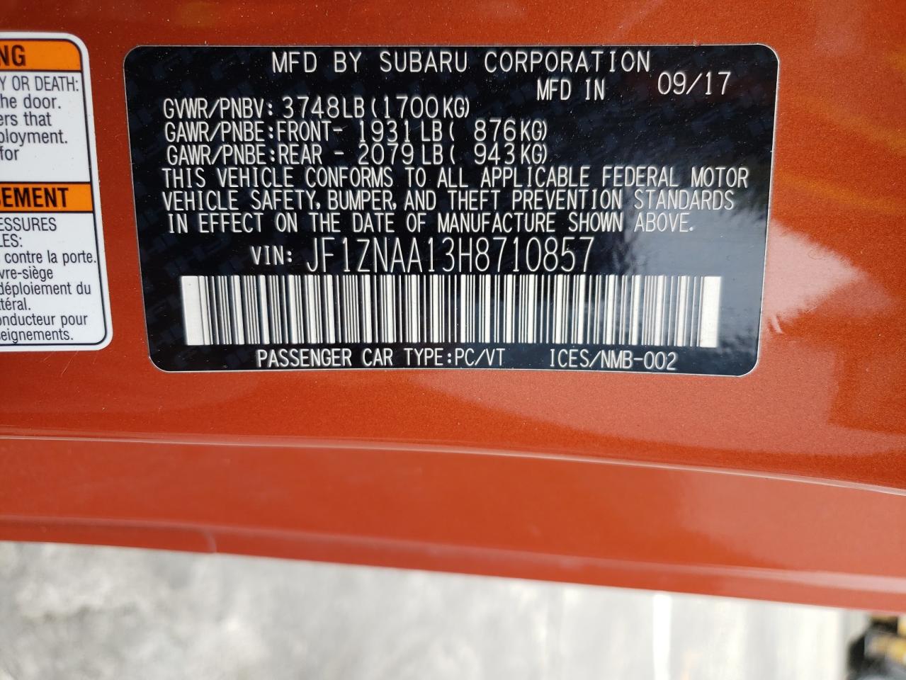 JF1ZNAA13H8710857 2017 Toyota 86 Base