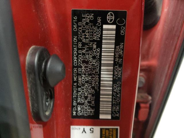 2016 Toyota Prius VIN: JTDKBRFUXG3519406 Lot: 52270724