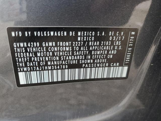 2017 Volkswagen Jetta Sport VIN: 3VWD17AJ1HM354789 Lot: 56138594