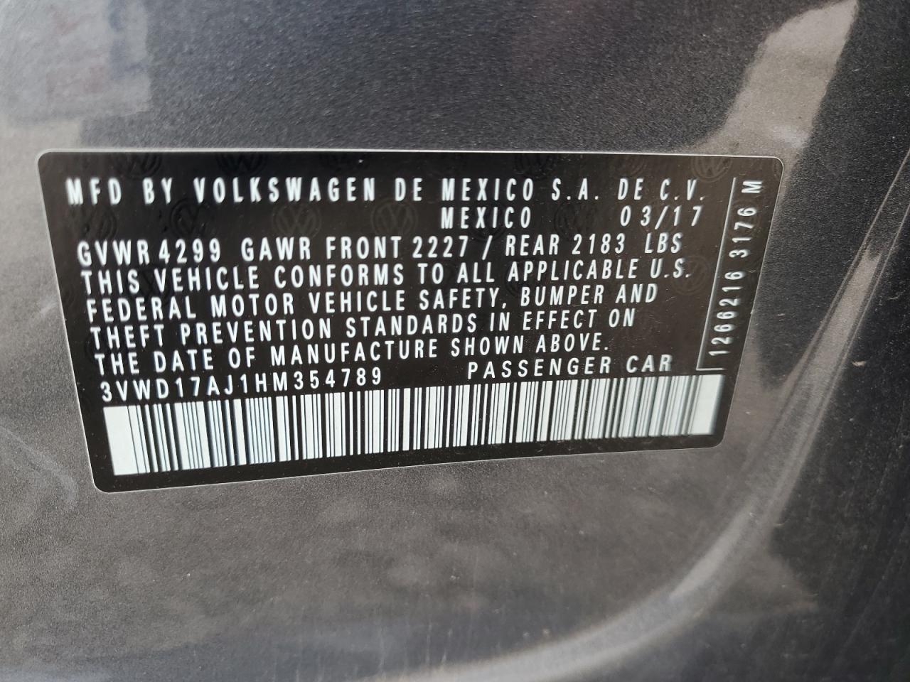 3VWD17AJ1HM354789 2017 Volkswagen Jetta Sport