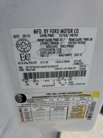 2010 Ford F150 Supercrew VIN: 1FTFW1EV9AFD35937 Lot: 56940584