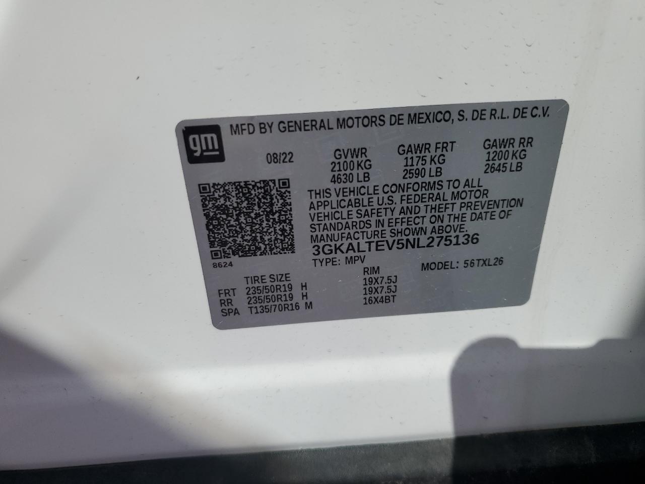 3GKALTEV5NL275136 2022 GMC Terrain Sle