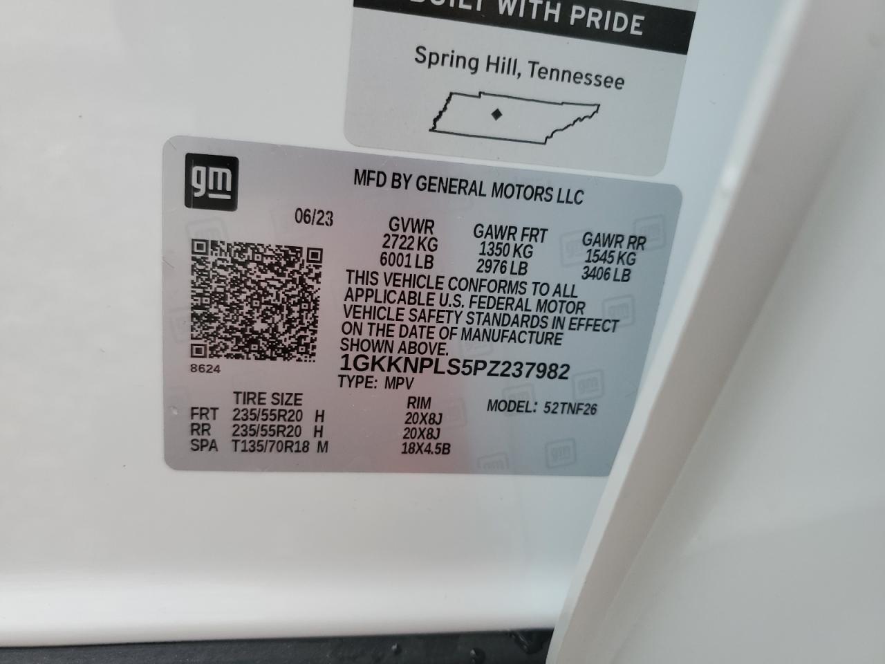 1GKKNPLS5PZ237982 2023 GMC Acadia Denali