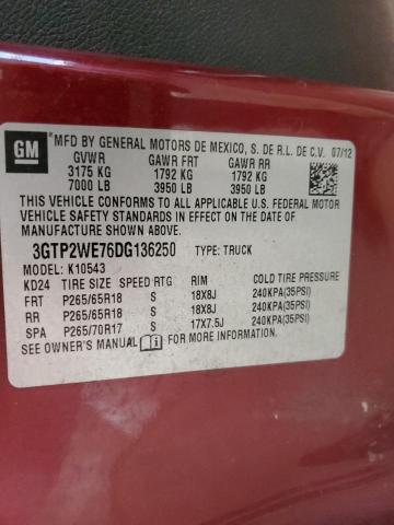 2013 GMC Sierra K1500 Slt VIN: 3GTP2WE76DG136250 Lot: 54764194