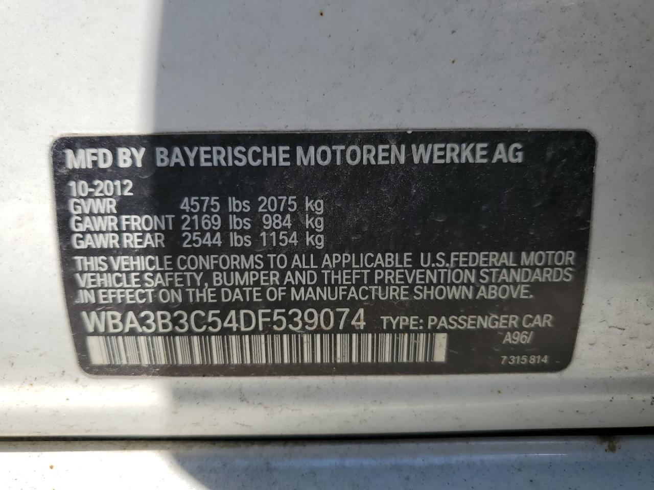 WBA3B3C54DF539074 2013 BMW 328 Xi