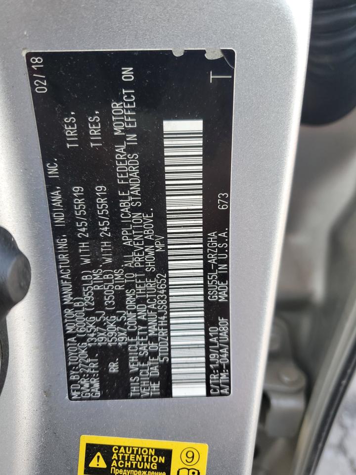 5TDDZRFH4JS834652 2018 Toyota Highlander Limited