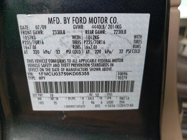 2009 Ford Escape Xlt VIN: 1FMCU03759KD05355 Lot: 53475954