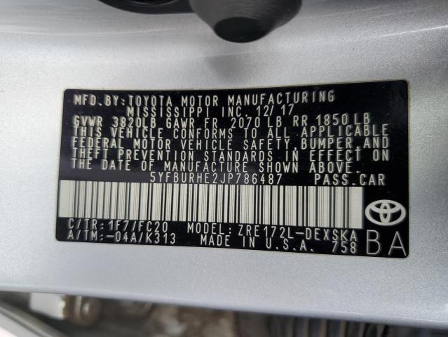 2018 TOYOTA COROLLA L - 5YFBURHE2JP786487