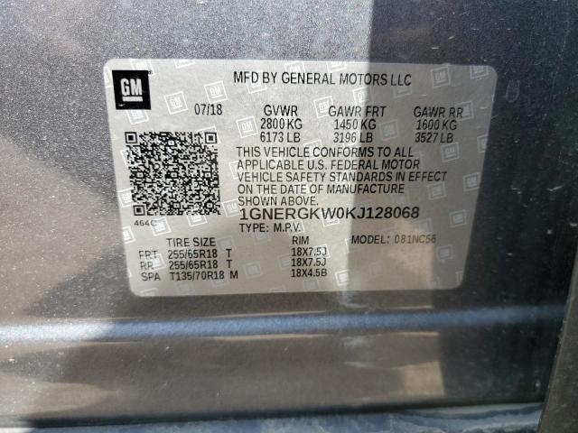 2019 Chevrolet Traverse Lt VIN: 1GNERGKW0KJ128068 Lot: 55850474