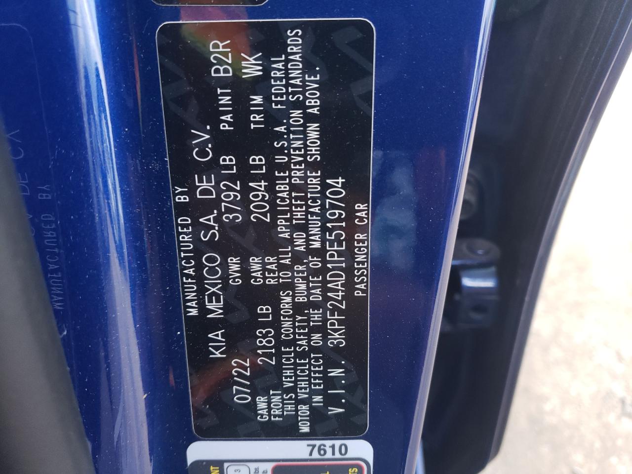 3KPF24AD1PE519704 2023 Kia Forte Lx