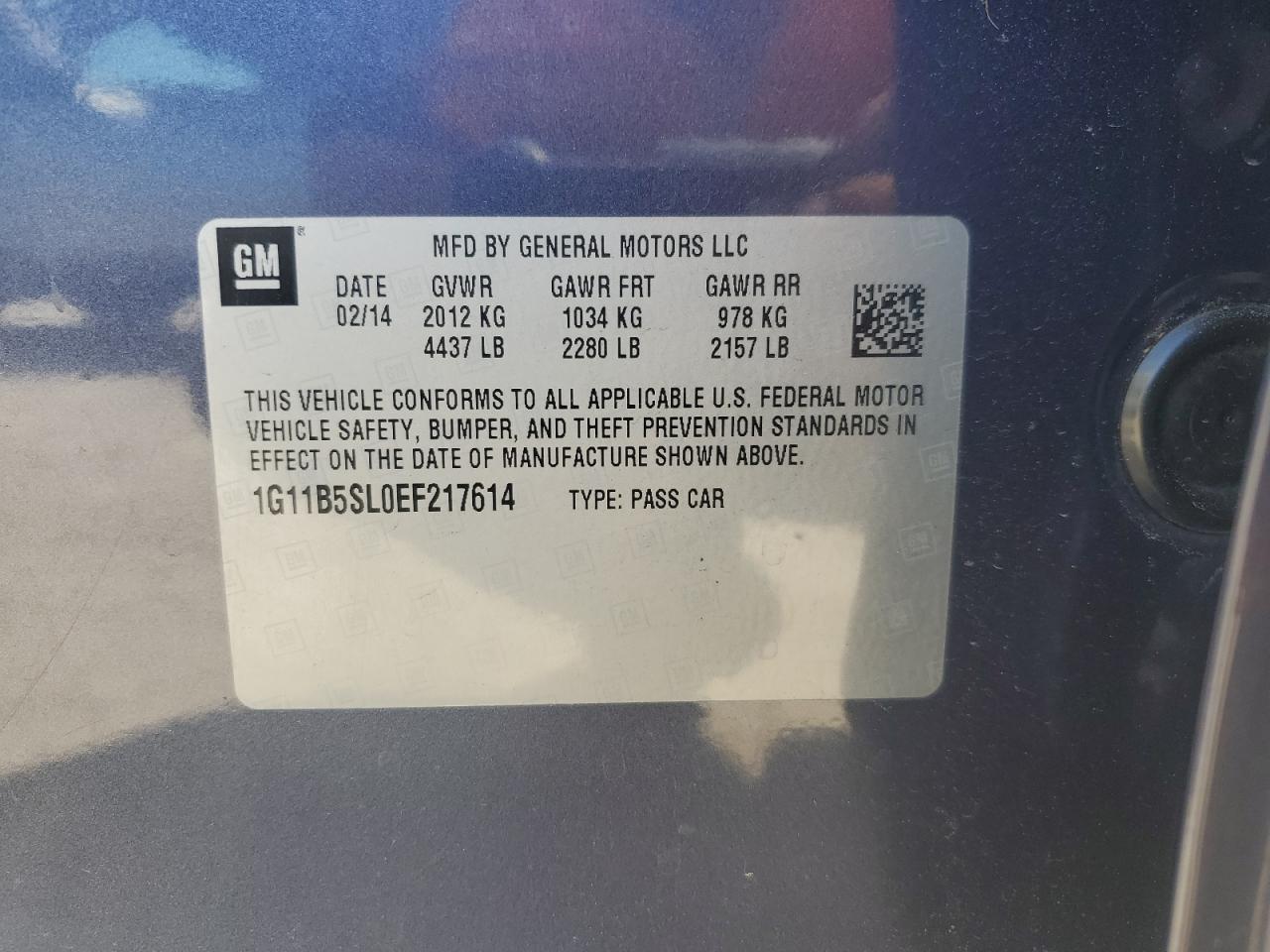 1G11B5SL0EF217614 2014 Chevrolet Malibu Ls