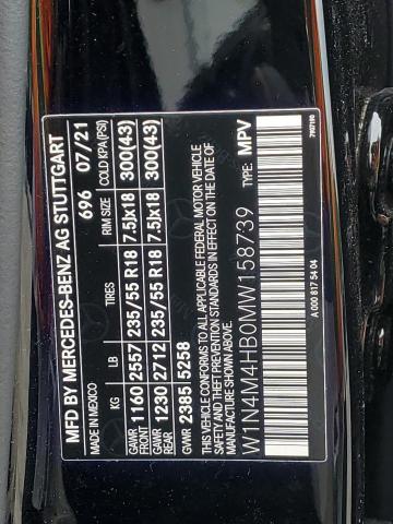 2021 Mercedes-Benz Glb 250 4Matic VIN: W1N4M4HB0MW158739 Lot: 50912454