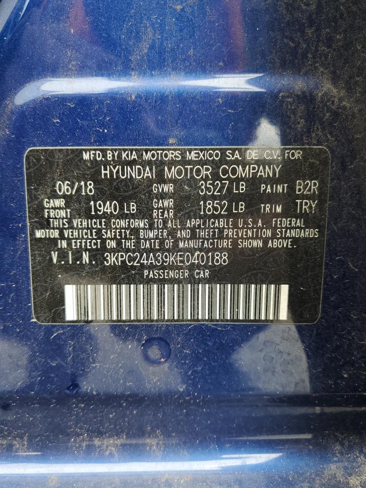 3KPC24A39KE040188 2019 Hyundai Accent Se