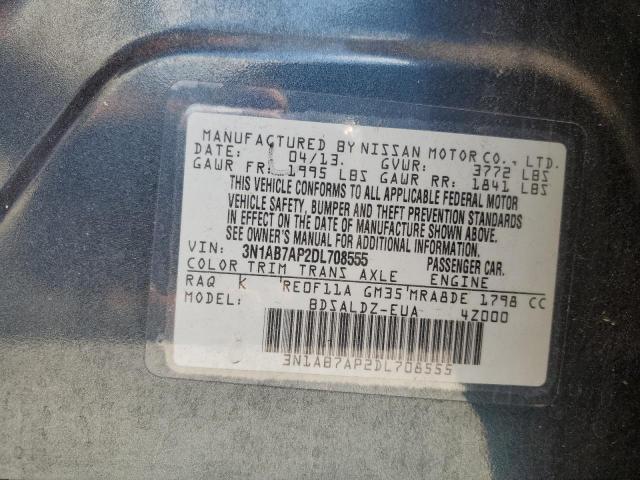 2013 Nissan Sentra S VIN: 3N1AB7AP2DL708555 Lot: 54071224