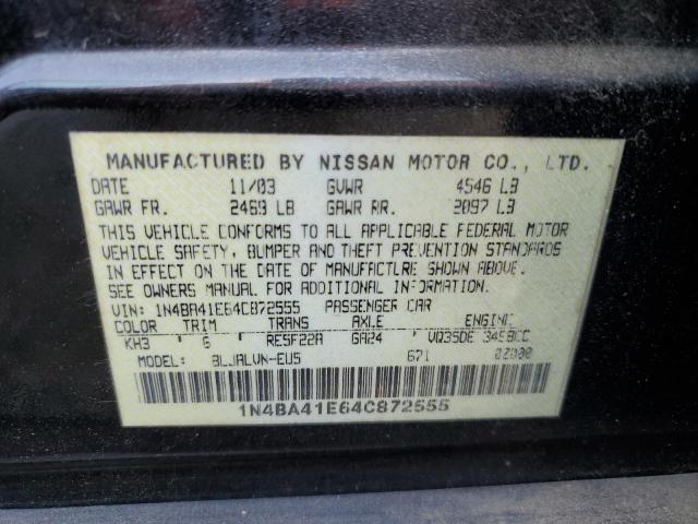 2004 Nissan Maxima Se VIN: 1N4BA41E64C872555 Lot: 54230844