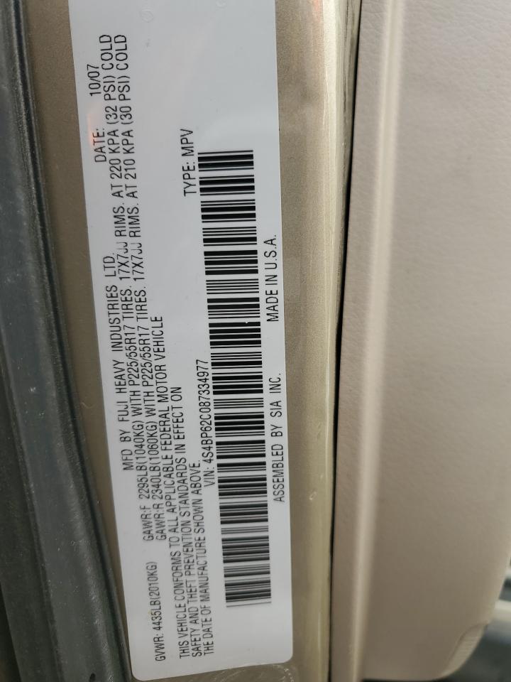 4S4BP62C087334977 2008 Subaru Outback 2.5I Limited