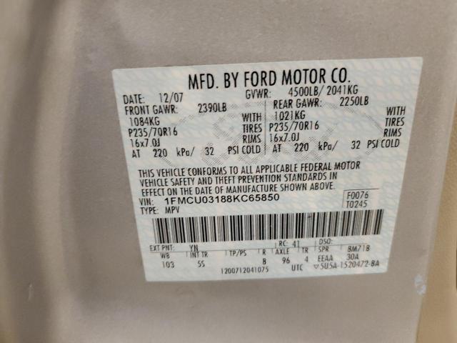 2008 Ford Escape Xlt VIN: 1FMCU03188KC65850 Lot: 55074494