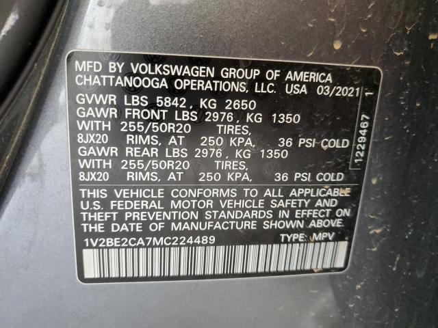 2021 Volkswagen Atlas Cross Sport Sel VIN: 1V2BE2CA7MC224489 Lot: 54359084