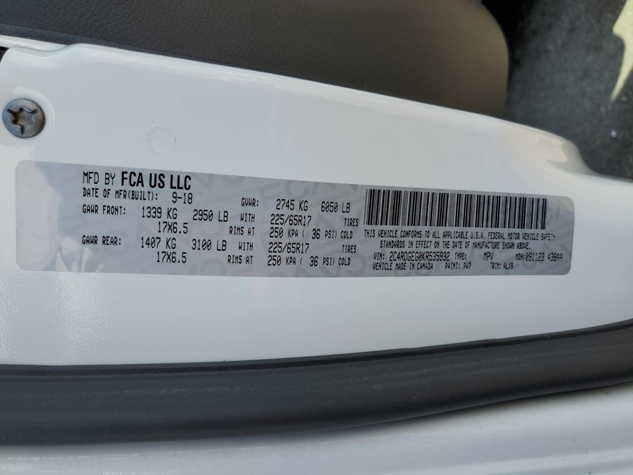 2C4RDGEG0KR535932 2019 Dodge Grand Caravan Gt