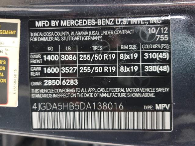 2013 Mercedes-Benz Ml 350 4Matic VIN: 4JGDA5HB5DA138016 Lot: 54570474