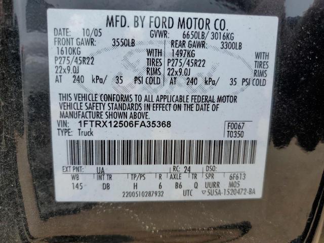 2006 Ford F150 VIN: 1FTRX12506FA35368 Lot: 54136954