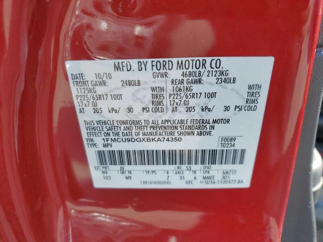 2011 Ford Escape Xlt VIN: 1FMCU9DGXBKA74350 Lot: 54641944