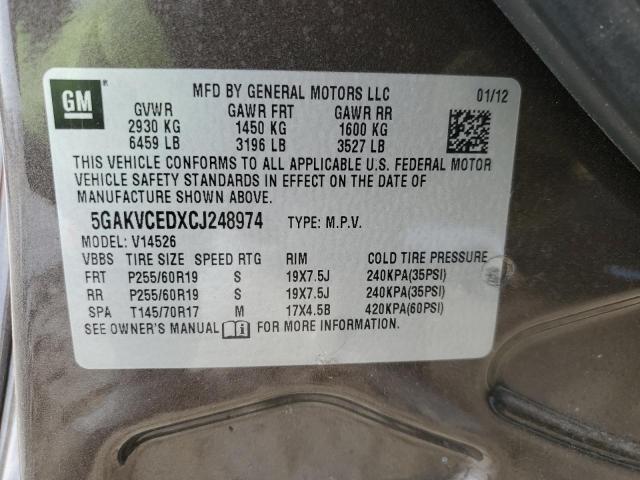 2012 Buick Enclave VIN: 5GAKVCEDXCJ248974 Lot: 54006784
