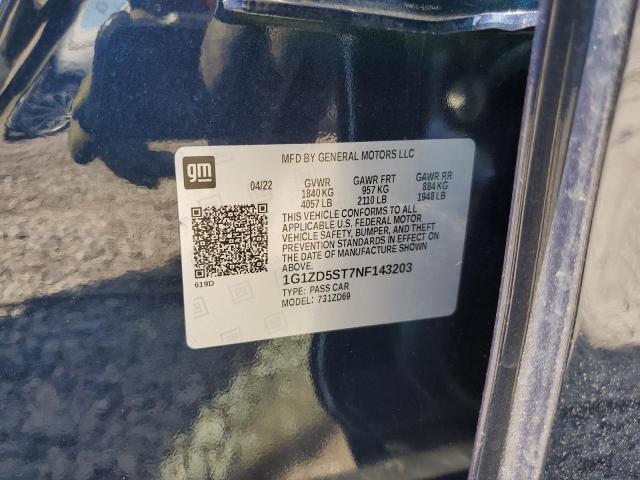 2022 Chevrolet Malibu Lt VIN: 1G1ZD5ST7NF143203 Lot: 55280684