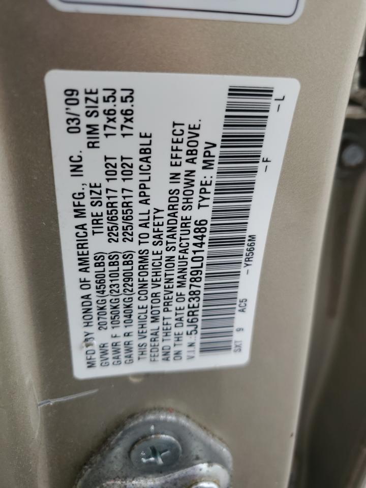5J6RE38789L014486 2009 Honda Cr-V Exl