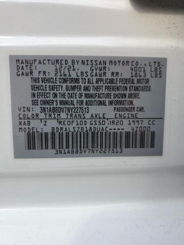 2022 Nissan Sentra Sr VIN: 3N1AB8DV7NY227513 Lot: 54758044