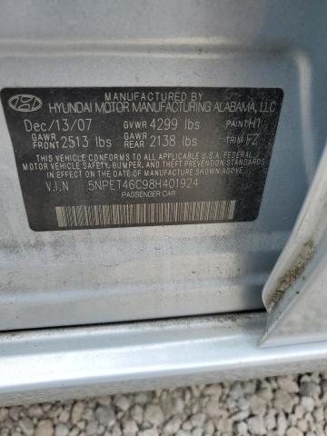 2008 Hyundai Sonata Gls VIN: 5NPET46C98H401924 Lot: 54358584