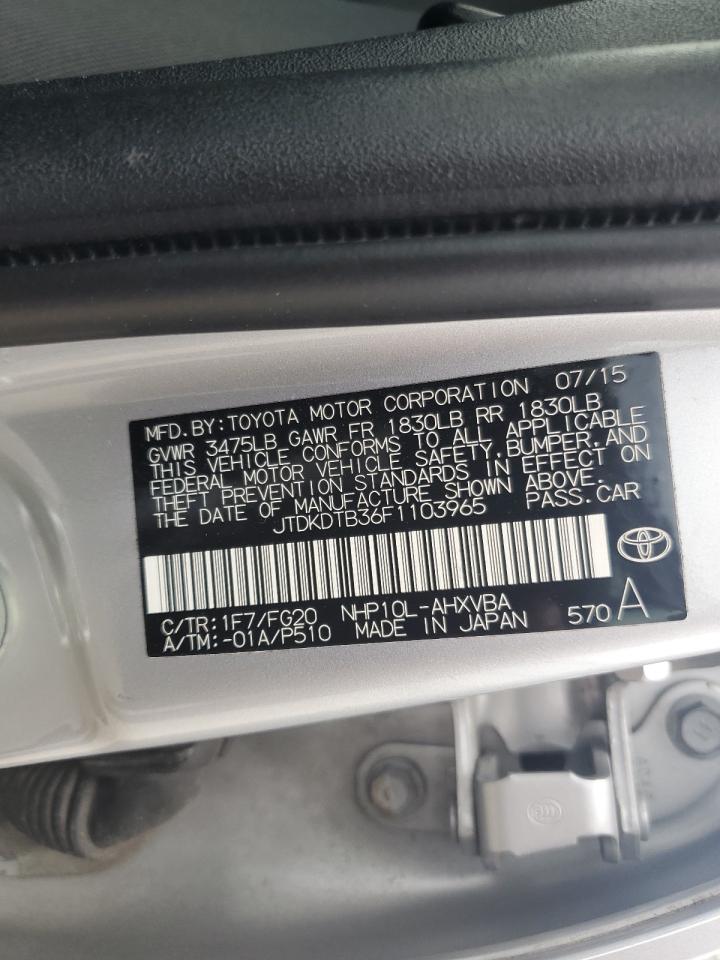 JTDKDTB36F1103965 2015 Toyota Prius C