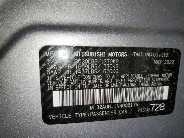 2022 Mitsubishi Mirage Es VIN: ML32AUHJ1NH008176 Lot: 55349574