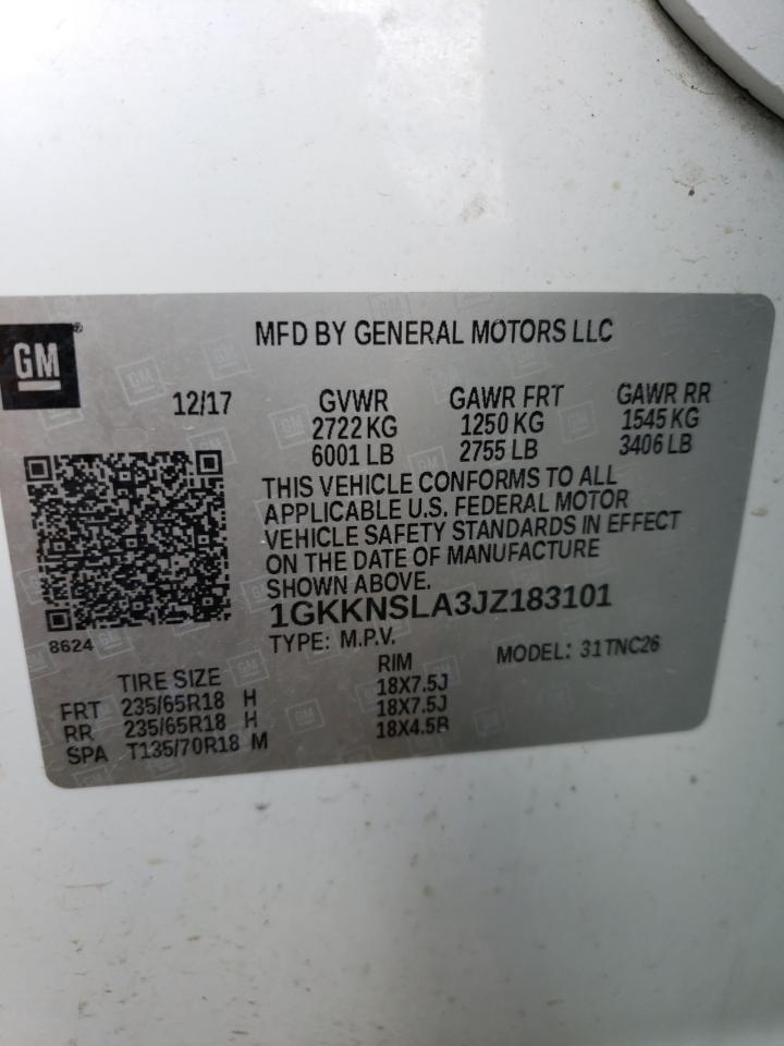 1GKKNSLA3JZ183101 2018 GMC Acadia Sle