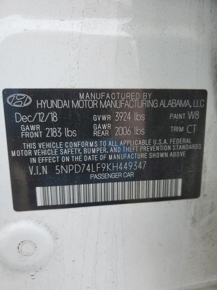 5NPD74LF9KH449347 2019 Hyundai Elantra Se