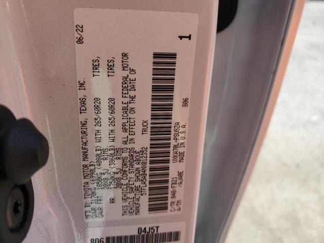 2022 Toyota Tundra Crewmax Sr VIN: 5TFLA5AB4NX012352 Lot: 56898484